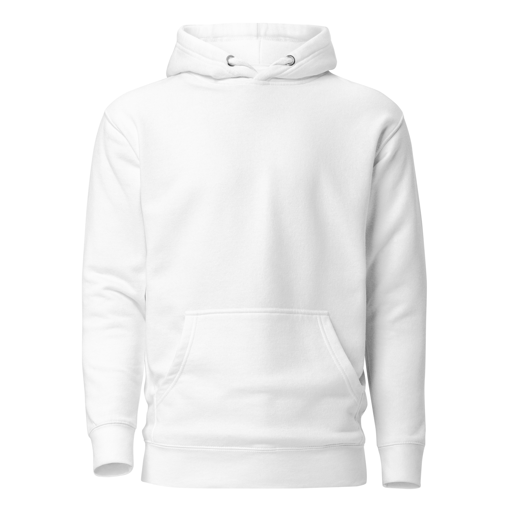 Unisex Hoodie in White, seen from the front.