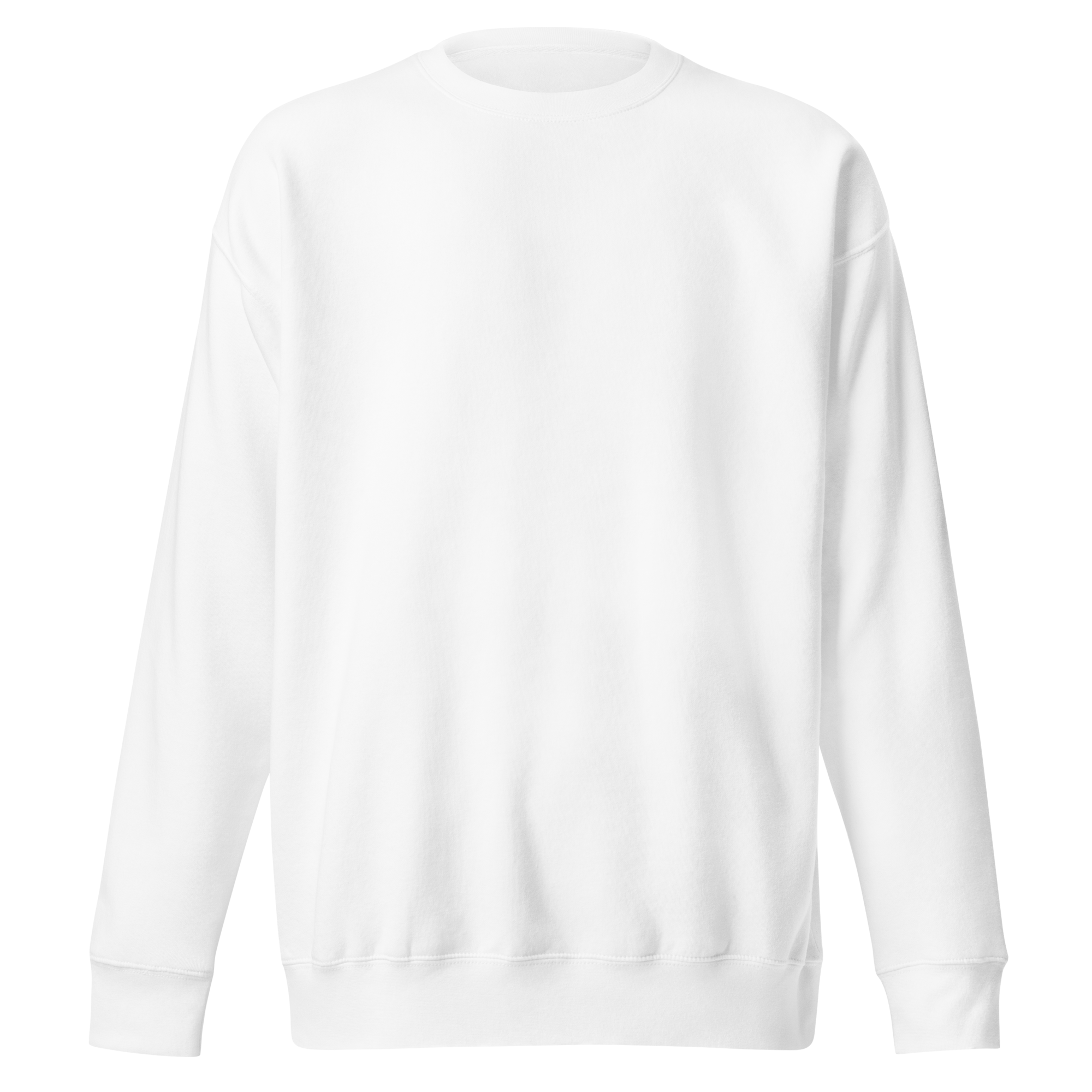 Unisex Sweatshirt in White, seen from the front.